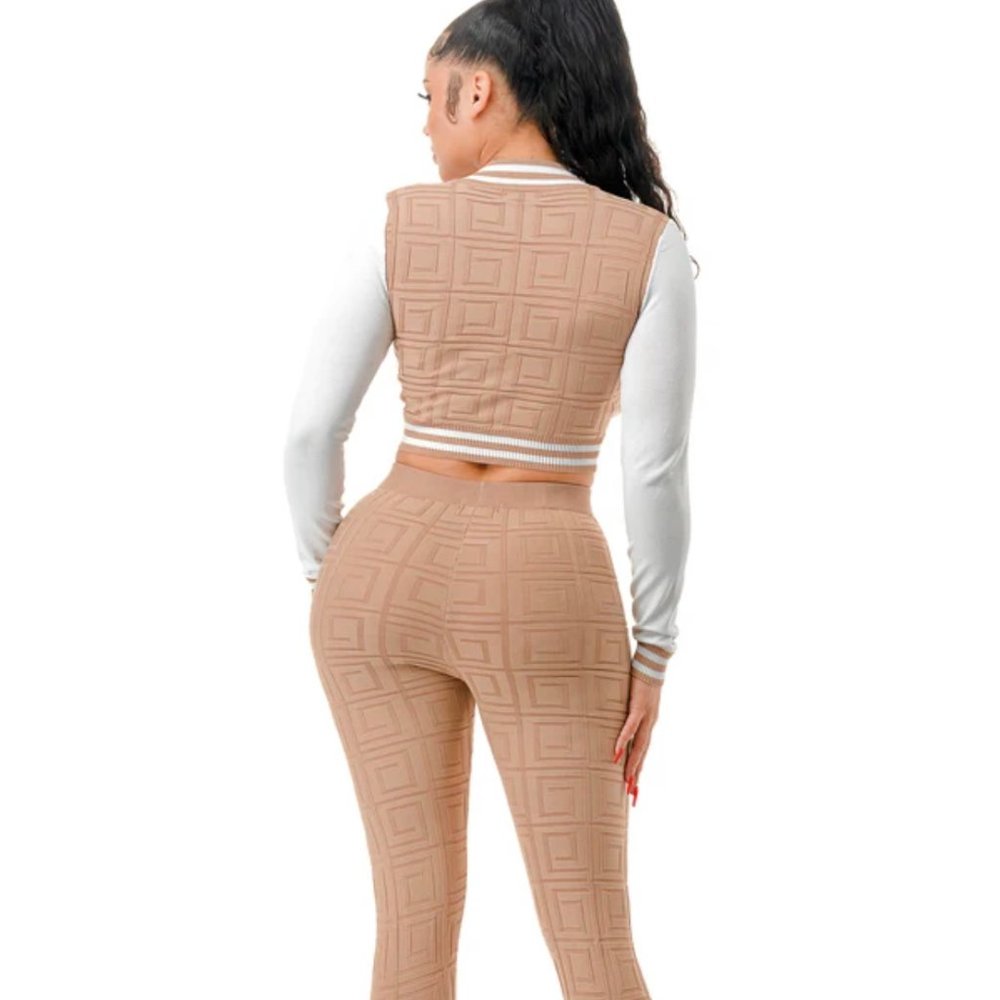 2 Piece Varsity Set Women Matching Lounge Set Crop Top  Sporty Trendy Outfit - Picture 8 of 9